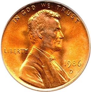 image for: 1986-D 1c PCGS MS67 RD