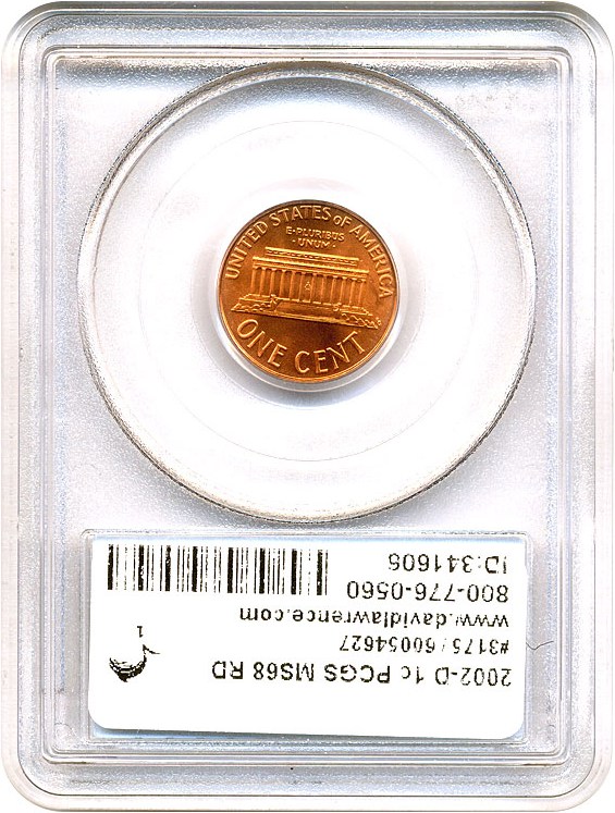 image for: 2002-D 1c PCGS MS68 RD