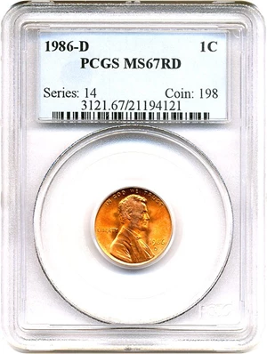 image for: 1986-D 1c PCGS MS67 RD