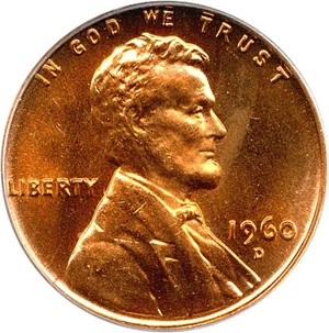 image for: 1960-D 1c PCGS MS66 RD (Small Date)