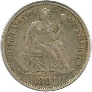 image for: 1881 10c PCGS/CAC VF35