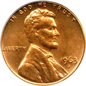image for: 1963-D 1c PCGS MS65 RD