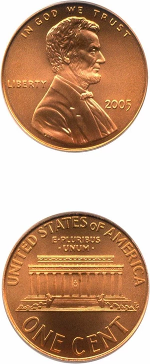 image for: 2005 1c PCGS MS69 RD (Satin Finish)