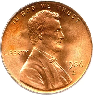 image for: 1986-D 1c PCGS MS67 RD
