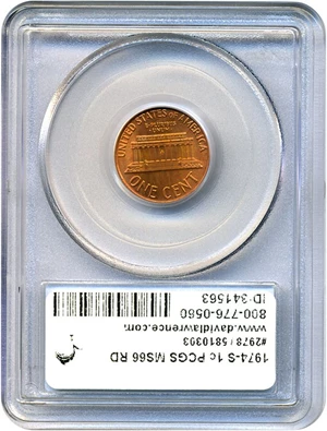 image for: 1974-S 1c PCGS MS66 RD