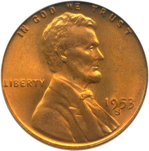 image for: 1953-S 1c PCGS MS67 RD