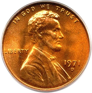 image for: 1971-D 1c PCGS MS66 RD