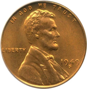 image for: 1949-S 1c PCGS MS67 RD