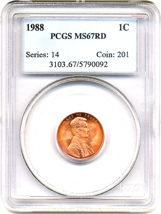 image for: 1988 1c PCGS MS67 RD