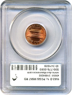 image for: 1982-D 1c PCGS MS67 RD (Zinc, Small Date)