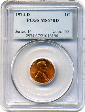 image for: 1974-D 1c PCGS MS67 RD