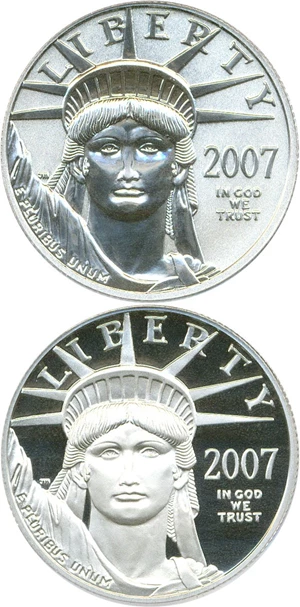 image for: 2007-W $50 Platinum Statue of Liberty 10th Anniv. Set PCGS Proof 70 (2 Coins)