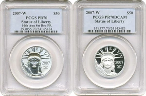 image for: 2007-W $50 Platinum Statue of Liberty 10th Anniv. Set PCGS Proof 70 (2 Coins)