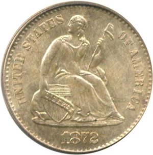 image for: 1872-S H10c PCGS/CAC MS66 (Mintmark Above Wreath)