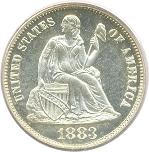image for: 1883 10c PCGS Proof 65 Cameo