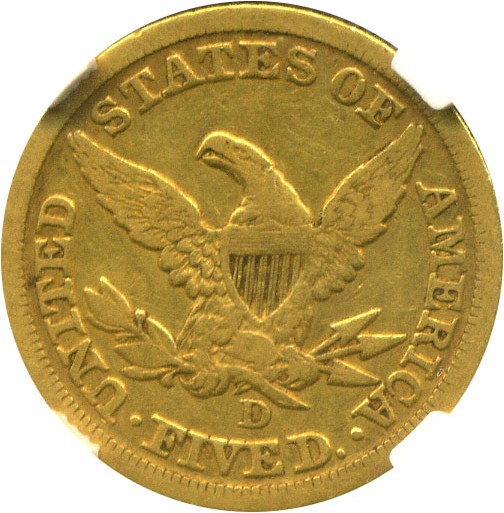 image for: 1846-D $5 NGC/CAC VF25