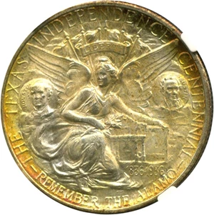 image for: 1934 Texas 50c NGC MS67 * Color *