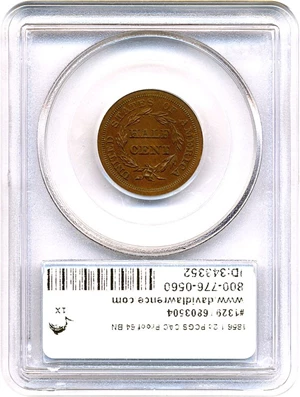 image for: 1856 1/2c PCGS/CAC Proof 64 BN