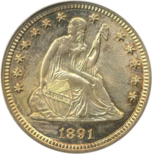 image for: 1891-S 25c PCGS/CAC MS65