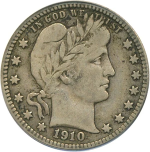image for: 1910-D 25c PCGS F15