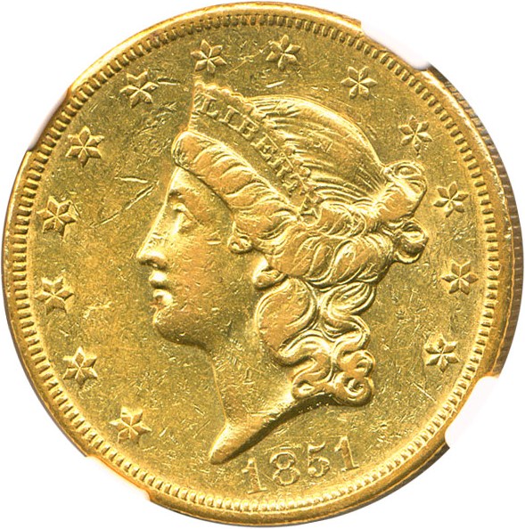 image for: 1851-O $20 NGC AU53
