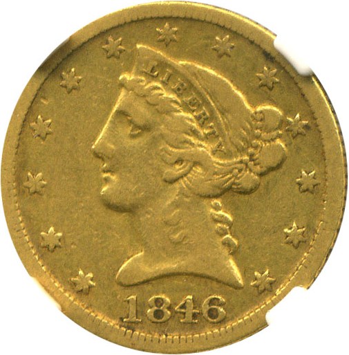 image for: 1846-D $5 NGC/CAC VF25