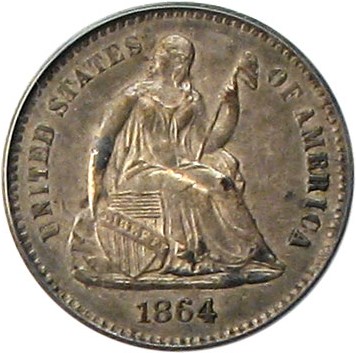 image for: 1864-S H10c PCGS/CAC AU50