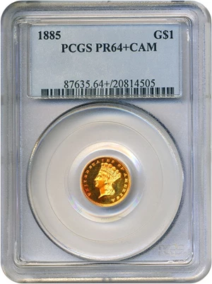 image for: 1885 G$1 PCGS Proof 64+ Cameo * Color *