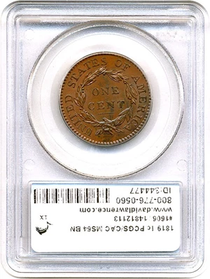 image for: 1819 1c PCGS/CAC MS64 BN