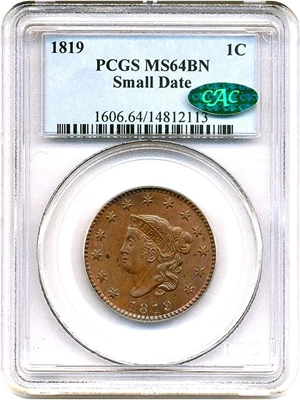 image for: 1819 1c PCGS/CAC MS64 BN