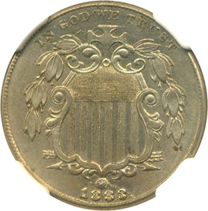image for: 1883/2 5c NGC AU58 (Shield)