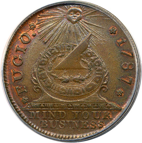 image for: 1787 Fugio PCGS/CAC MS65 BN (New Haven Restrike, Copper)
