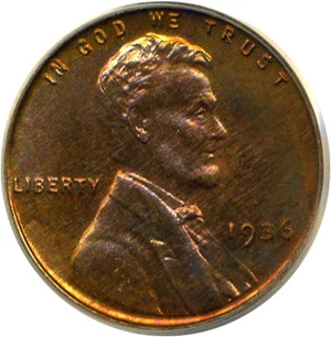 image for: 1936 1c PCGS Proof 64 RB (Type 1, Satin Finish) OGH
