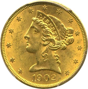 image for: 1902-S $5 PCGS/CAC MS63+
