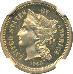 image for: 1866 3cN NGC/CAC Proof 65 Cameo
