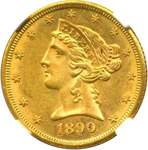 image for: 1890-CC $5 NGC MS62