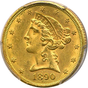 image for: 1890-CC $5 PCGS/CAC MS62
