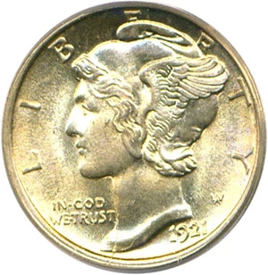 image for: 1921-D 10c PCGS MS64 FB