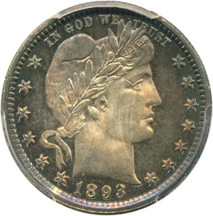 image for: 1893 25c PCGS/CAC Proof 66 Cameo * Color *
