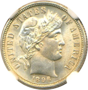 image for: 1896-O 10c NGC MS65