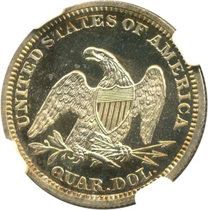 image for: 1862 25c NGC/CAC Proof 65 Cameo