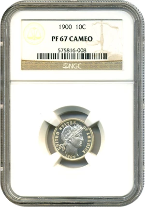 image for: 1900 10c NGC Proof 67 Cameo