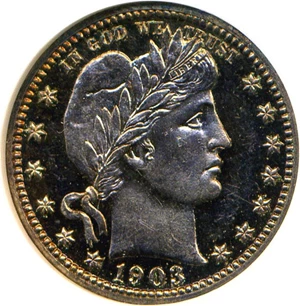 image for: 1903 25c NGC/CAC Proof 64