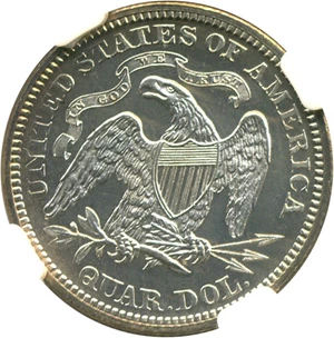 image for: 1867 25c NGC Proof 64 Cameo