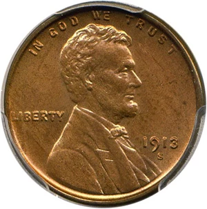 image for: 1913-S 1c PCGS MS64 RB