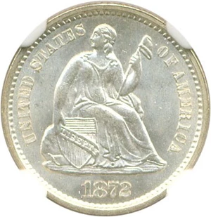 image for: 1872-S H10c NGC MS67 (Mintmark Above Bow)