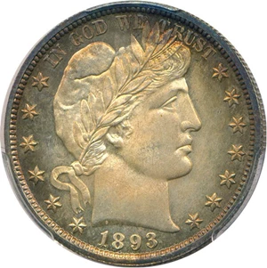 image for: 1893 50c PCGS/CAC Proof 65 Cameo * Color *