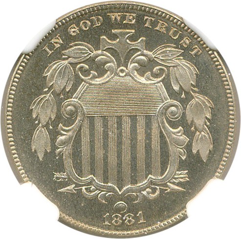 image for: 1881 5c NGC/CAC Proof 66 Cameo