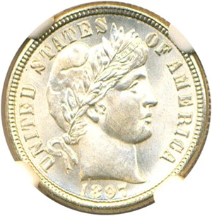 image for: 1897-O 10c NGC MS66