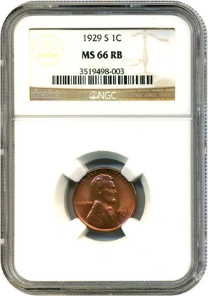 image for: 1929-S 1c NGC MS66 RB